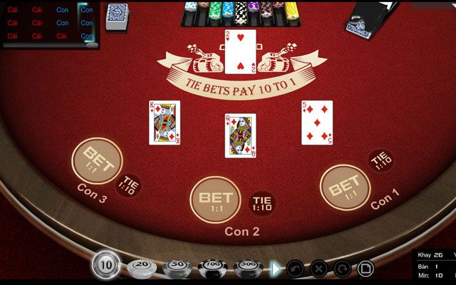 giao diện hướng dẫn chơi Casino War 3D