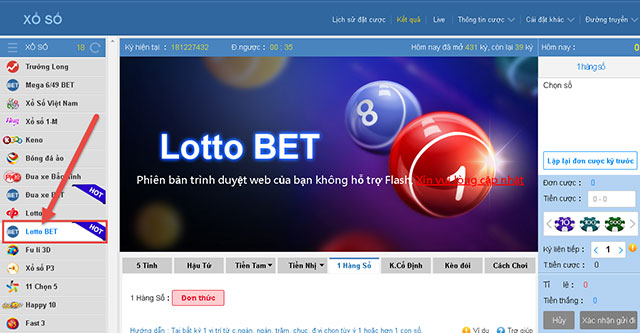 hướng dẫn chơi lotto bet nhập số